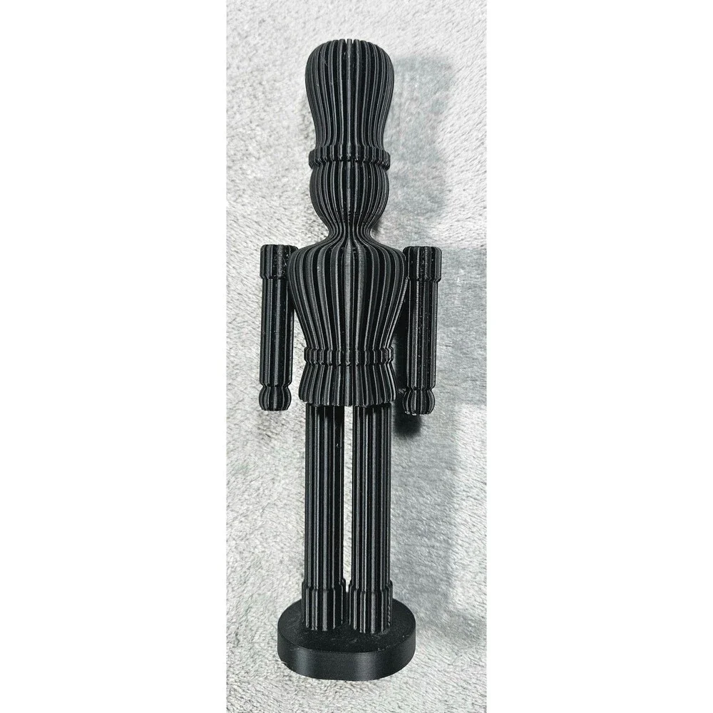3D Printed Nutcracker Figure Black Decorative Nutcracker Statue Approx 8in